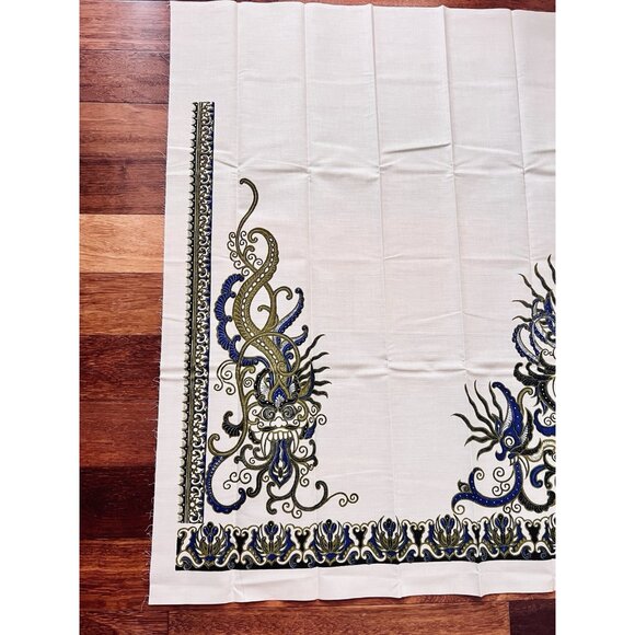 Indonesian Batik Fabric 41.5" x4 Yards cream color background dragon flora motif - Picture 3 of 14